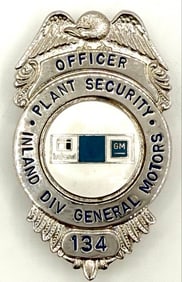 Obsolete Inland Division General Motors Plant Security Officer Shiel Badge #134