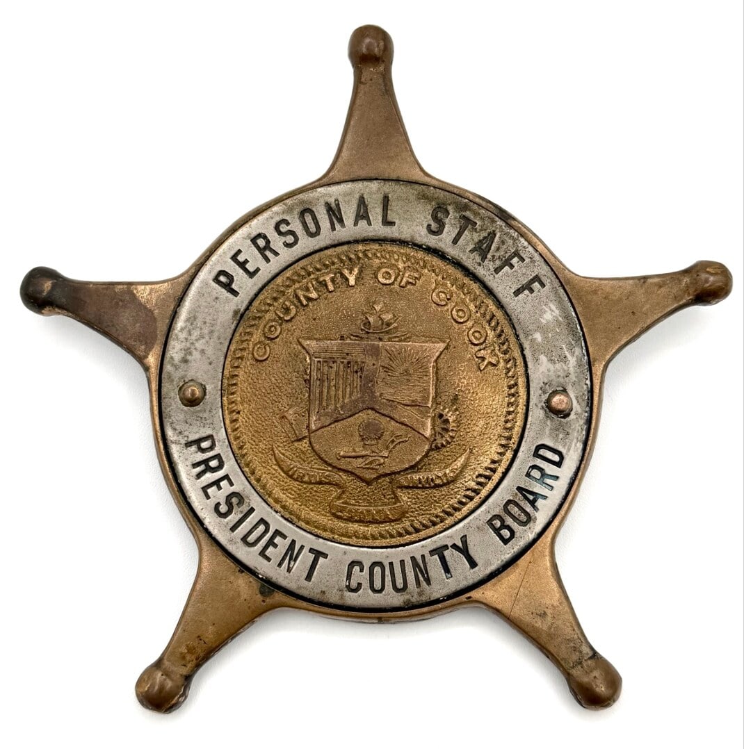 Obsolete C.H. Hanson Cook County Illinois Personal Staff President County Board Bumper Badge (1 of 2)