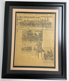 1907 The Sunday Record-Herald "A Day With Chicago's Cavalry Police" Framed Newspaper Front Page