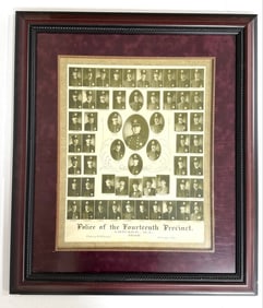Framed 1908 Police Of The Fourteenth Precinct Chicago Illinois Photograph