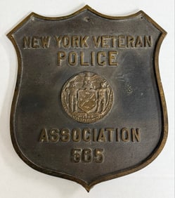 Vintage New York Veteran Police Association #565 Bronze Shield Plaque