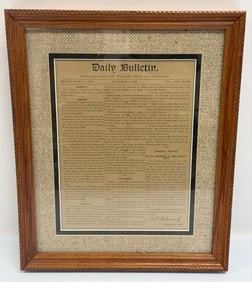 Framed September 18, 1895 Department Of Police City Of Chicago Daily Bulletin