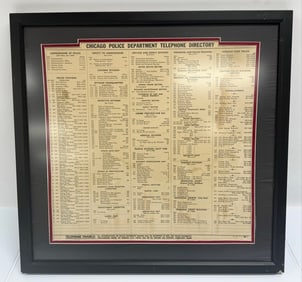 Framed & Matted 1950's Chicago Police Department Telephone Directory