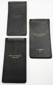 Lot Of Three Obsolete Leather Bound Chicago Police Ticket Books