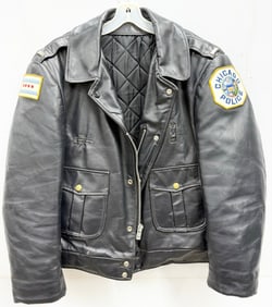 1980's Obsolete Chicago City Police Leather Motorcycle Jacket