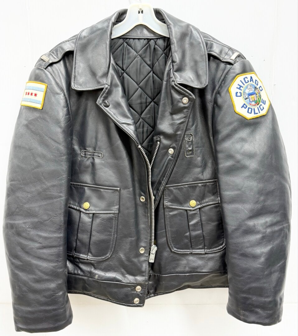 1980's Obsolete Chicago City Police Leather Motorcycle Jacket (1 of 5)