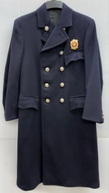 1959 Obsolete Waukegan Illinois Fire Chief Double Breasted Overcoat With Shield Badge