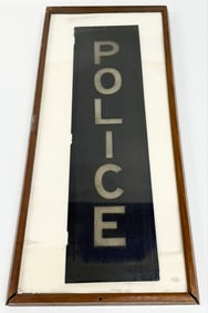 Vintage Police Lightbox / Sign Blue & White Glass Lens