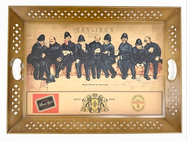 Vintage Carling Black Label Beer "Nine Pints' Of The Law" Tin Advertising Tray