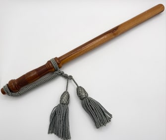 Vintage Wood Police Parade Dress Baton / Billy Club With Tassels