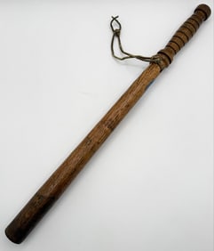 Vintage Wood Chicago Police Baton / Billy Club With Leather Strap