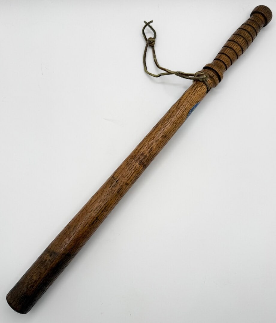 Vintage Wood Chicago Police Baton / Billy Club With Leather Strap: Vintage Wood Police Baton / Billy Club With Leather Strap. Comes with Chicago Police Historical Association Sticker. Good condition with age & use wear. Measures 22" long.