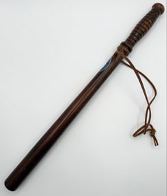 Vintage Wood Chicago Police Baton / Billy Club With Leather Strap