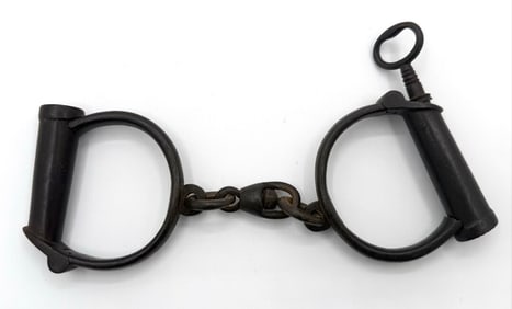 Antique Wrought Iron Handcuffs With Key Lock