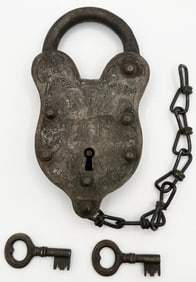 Oversized Antique Pauly Jail Lock St. Louis Mo. With Keys