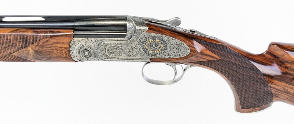 Caesar Guerini Apex Three Barrel 20 Ga / 28 Ga / .410 Ga O/U Shotgun w/ Case: Manufacturer: Caesar Guerini, Model: Apex, Type: Shotgun, Caliber/Gauge: 20 Ga / 28 Ga / .410 Ga, Barrel: 32 inch Fine Checkered Vented Rib, Choke: Screw In, Finish: Coin Finish & Blued, Grip: , Stock