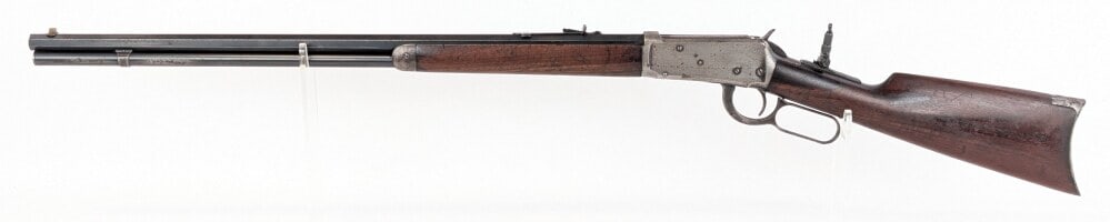 1910 Winchester Model 1894 .32-40 WCF Lever Action Rifle: Manufacturer: Winchester, Model: 1894, Type: Rifle, Caliber/Gauge: .32-40 WCF, Barrel: 26 inch Octagon, Choke: , Finish: Blued, Grip: , Stock: Smooth Wood, Condition: Good aged condition with with a b