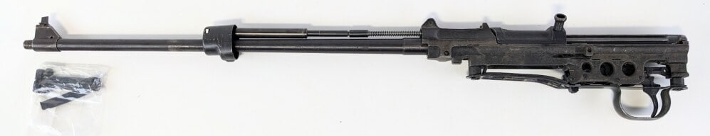WWII German 1945 Walther K43 7.92 x 57mm Semi Auto Rifle Assembly: Manufacturer: Walther, Model: K43, Type: Rifle, Caliber/Gauge: 7.92 x 57mm, Barrel: 21-1/2 inch, Choke: , Finish: Bare Metal, Grip: , Stock: , Condition: Fair with scratches, some tarnishing, and roug