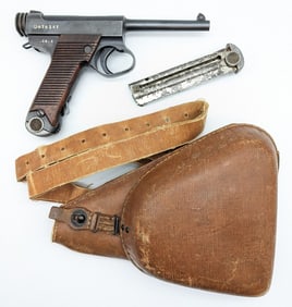 WWII Japanese #'s Matching Type 14 8x22mm Nambu Semi Auto Pistol w/ Holster