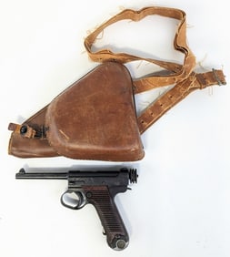 WWII Japanese Type 14 Nambu 8x22mm Nambu Semi Auto Pistol w/ Holster