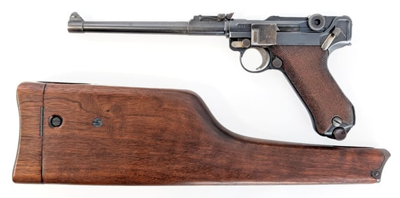 1917 WWI German DWM Artillery P.08 Luger 9mm Semi Auto Pistol w/ Repro Stock