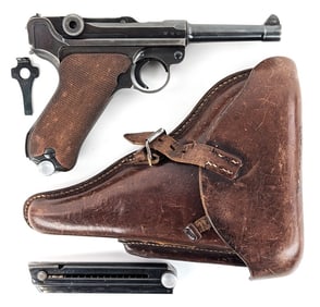 WWII German 1938 S/42 Mauser P.08 9mm Luger #'s Matching Pistol w/ Holster