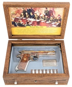 WWII Commemorative European Theater Colt M1911 .45 ACP Semi Auto Pistol w/ Case