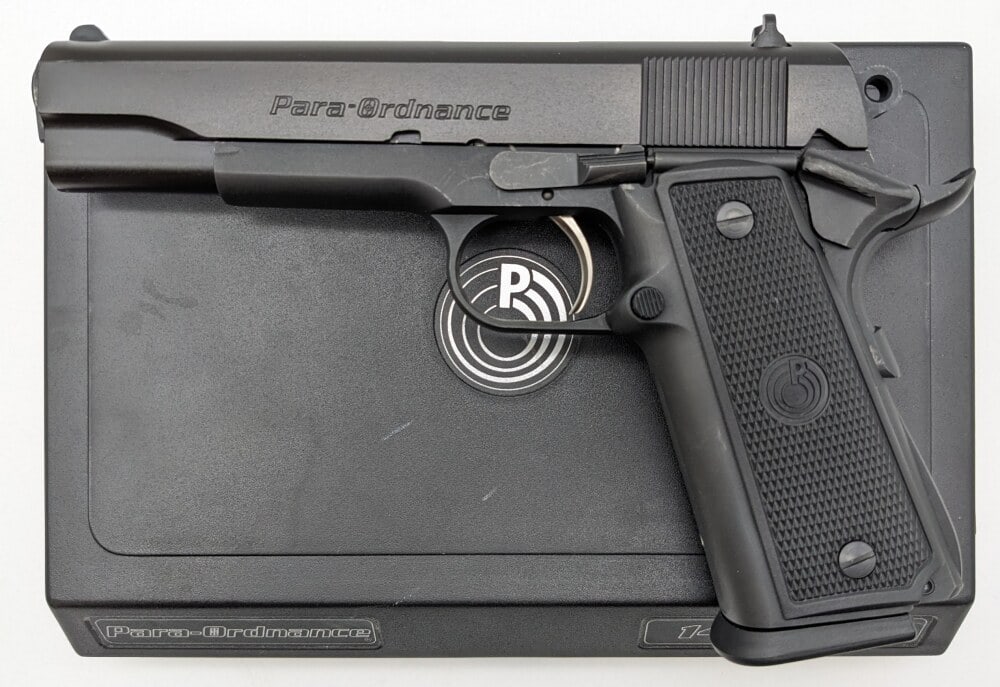 Para-Ordnance 14.45 LDA .45 ACP Semi Auto Pistol w/ Case: Manufacturer: Para-Ordnance , Model: 14.45 LDA, Type: Pistol, Caliber/Gauge: .45 ACP, Barrel: 5 inch, Choke: , Finish: Black, Grip: Checkered Plastic, Stock: , Condition: Very nice with light wear fro