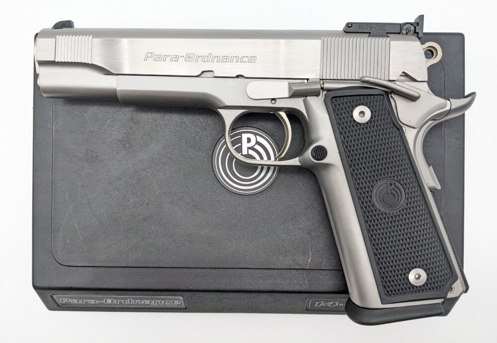 Para-Ordnance 14.45 LDA Limited .45 ACP Semi Auto Pistol w/ Case: Manufacturer: Para-Ordnance, Model: 14.45 LDA Ltd, Type: Pistol, Caliber/Gauge: .45 ACP, Barrel: 5 inch, Choke: , Finish: Stainless Steel, Grip: Checkered Plastic, Stock: , Condition: Very nice with l
