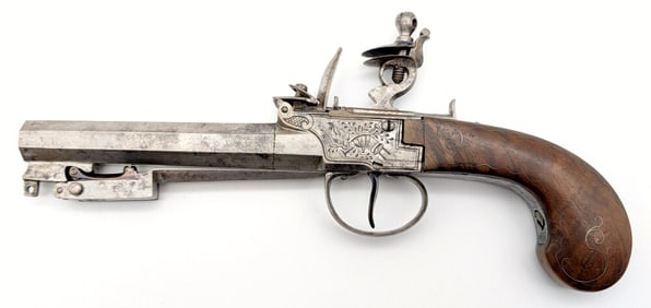 Antique English Folding Bayonet .50 Cal Flintlock Pistol