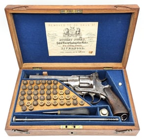 Cased Engraved Belgian Large Frame .45 Cal Top Break Revolver