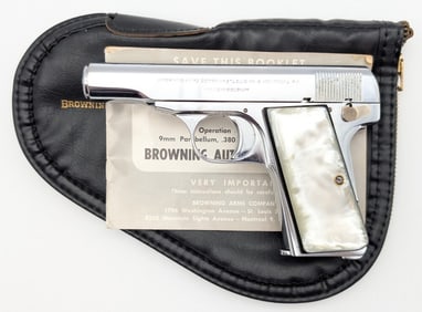 Browning Model 1955 .380 ACP Semi Auto Pistol w/ Case & Manual