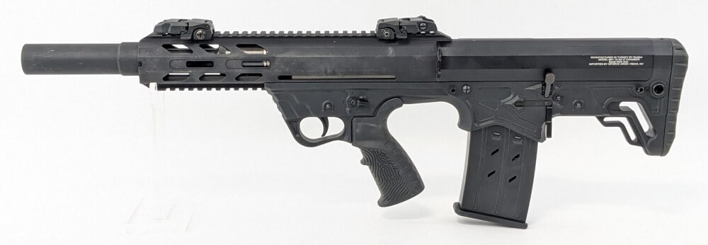 Radikal Arms GForce NK1 GFY-1 12 Ga Bull Pup Semi Auto Shotgun: Manufacturer: Radikal GForce Arms, Model: NK1 GFY-1, Type: Shotgun, Caliber/Gauge: 12 Ga, Barrel: 18-3/4 inch , Choke: Screw In, Finish: Black, Grip: , Stock: Polymer, Condition: Good used condition w