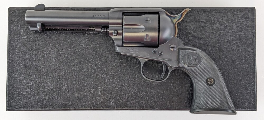 U.S. Firearms Rodeo .45 LC Single Action Revolver w/ Box: Manufacturer: U.S.F.A. Mfg. Co., Model: Roedo, Type: Revolver, Caliber/Gauge: .45 LC, Barrel: 4-3/4 inch, Choke: , Finish: Matte Black, Grip: Checkered Plastic, Stock: , Condition: Very nice with mini