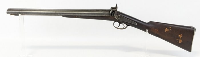 Antique Belgian SxS Damascus Barrel Black Powder Coach Gun