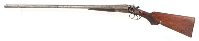 Antique Belgian Gold Hibbard 12 Ga Damascus SxS Hammer Shotgun