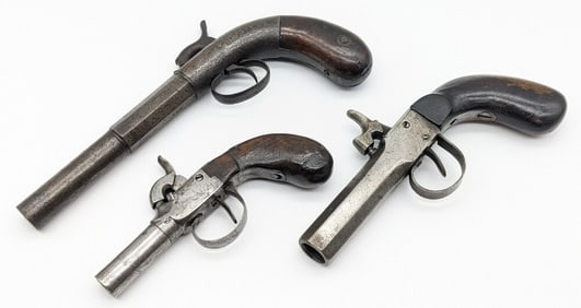 (3) Antique Unmarked Percussion Pistols