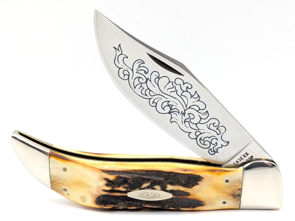 1977 Case XX Blue Scroll Stag Large Clasp Knife 5172