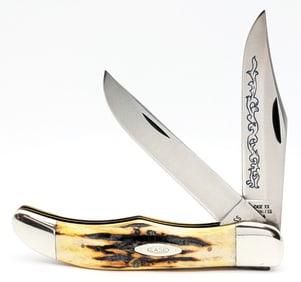 1977 Case XX Blue Scroll Stag Folding Hunter 5265