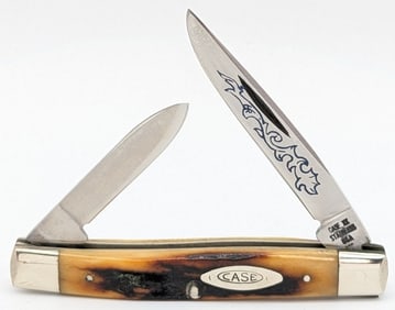 1977 Case XX Blue Scroll Stag Small Pen Knife 5233