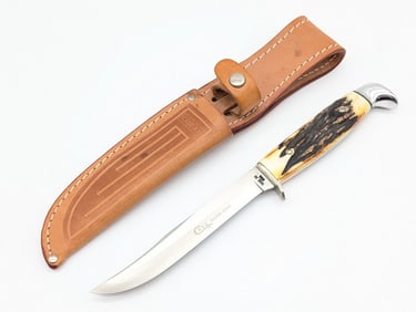 1976 Case XX Gray Letter Stag 516-5 Fixed Blade w/ Sheath
