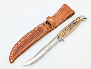 1976 Case XX Gray Letter Stag 516-5 Fixed Blade w/ Sheath