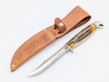 1976 Case XX Gray Letter Stag 5FINN Fixed Blade w/ Sheath