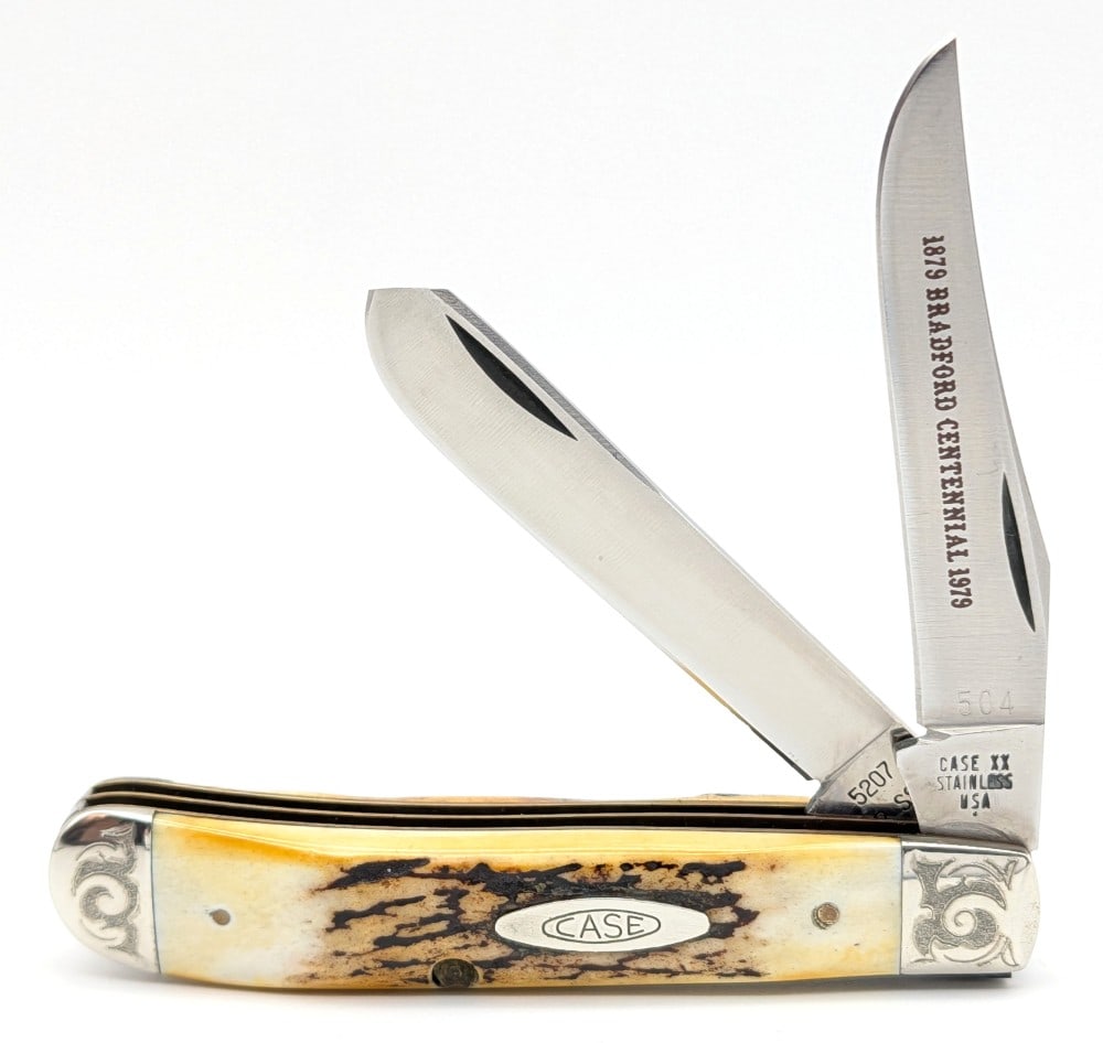 Ltd 1979 Case XX Scroll Bolster Bradford Centennial Stag Mini Trapper 5207 (1 of 4)