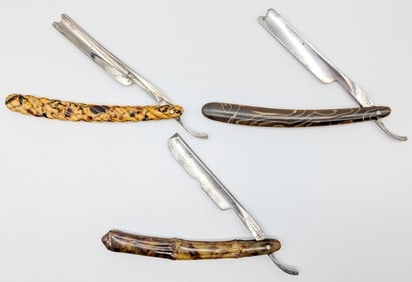 (3) Case Brothers XX Celluloid Handle Straight Razors 1900-1910