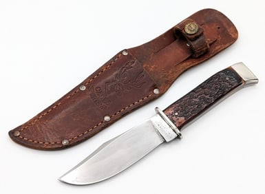 1900-32 W.R. Case & Sons Early Roger's Bone Slab Side Hunter w/ Sheath