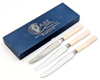 1920-40 Case Tested XX Synthetic White Butter Knife Set 7253 w/ Box
