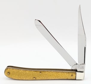 1920-40 Case Tested XX Gold Glitter Celluloid Long Pull Slim Line Trapper