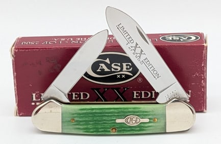 Ltd 2000 Case XX Emerald Green Bone Canoe Knife 62131