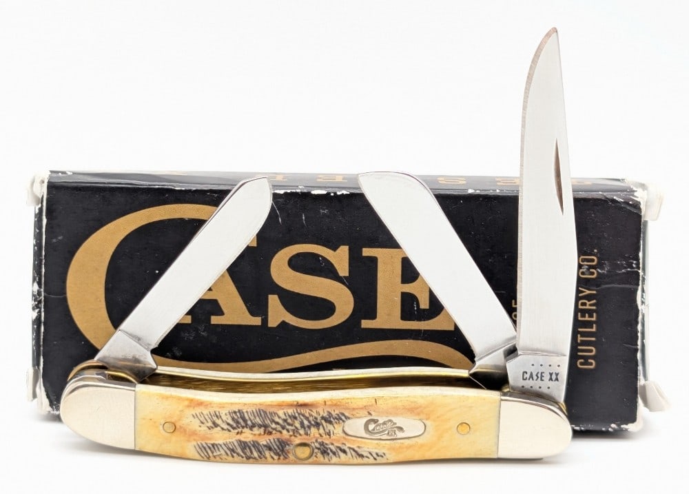 2022 Case XX Bone Stag Medium Stockman 6.5318 w/ Box: Knife is in like new condition. Overall measures 3-5/8in when closed.